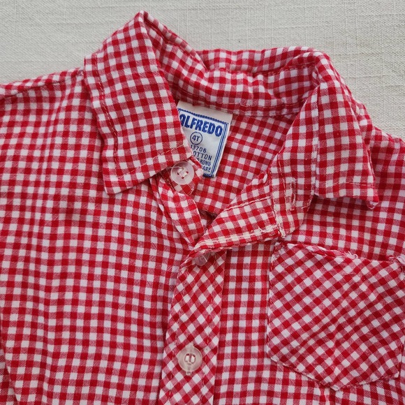 Vintage Red Gingham Buttondown Shirt 2t/3t - Picture 5 of 7
